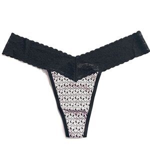 Victorias Secret Cotton Lace One Size fits All S M L Xl Thong Panty Black Heels
